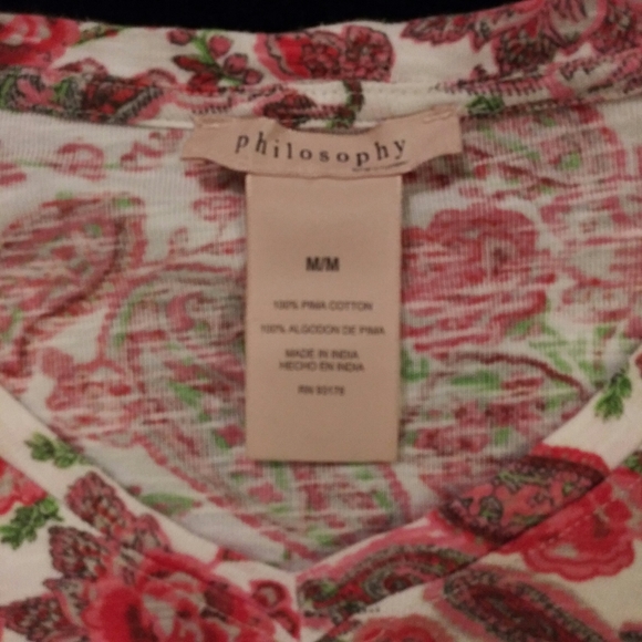 Philosophy Boho Roses & Paisley Pattern Tee Medium - Picture 2 of 4